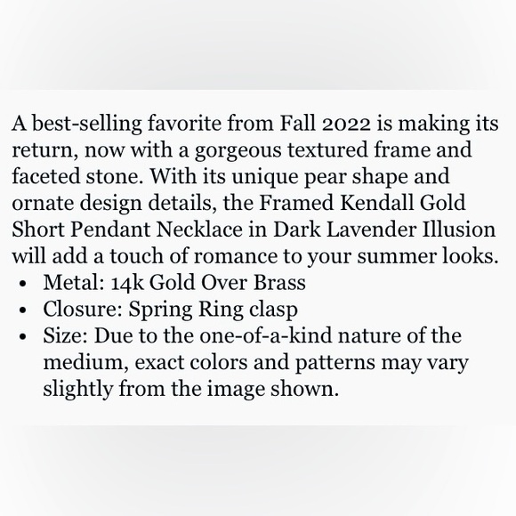 Kendra Scott Set Framed Kendall Necklace & Earrings NWT Lavender Illusion - Picture 3 of 9